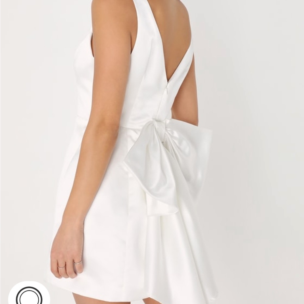 Lulus white charming celebration taffeta bow mini dress